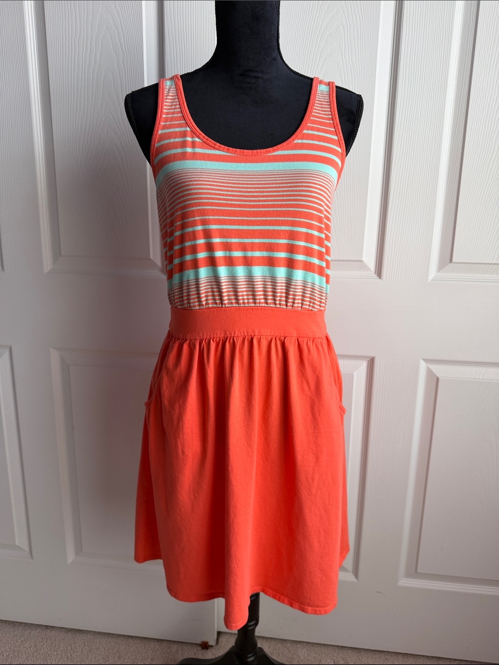 The North Face Coral and Mint Striped Tank Mini Dress